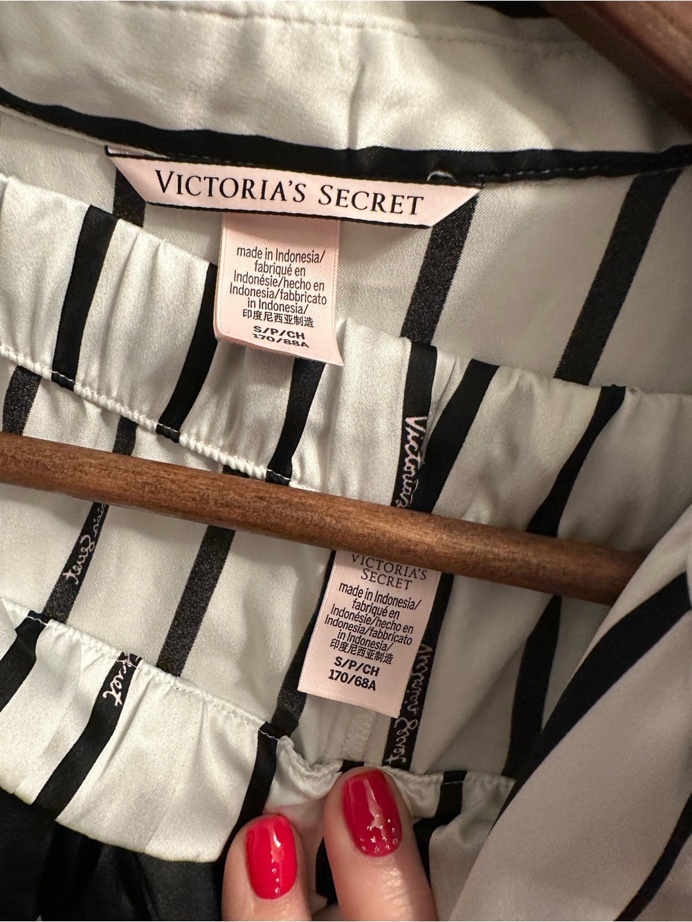 Victoria's Secret Black & White Striped Satin Pajama Top